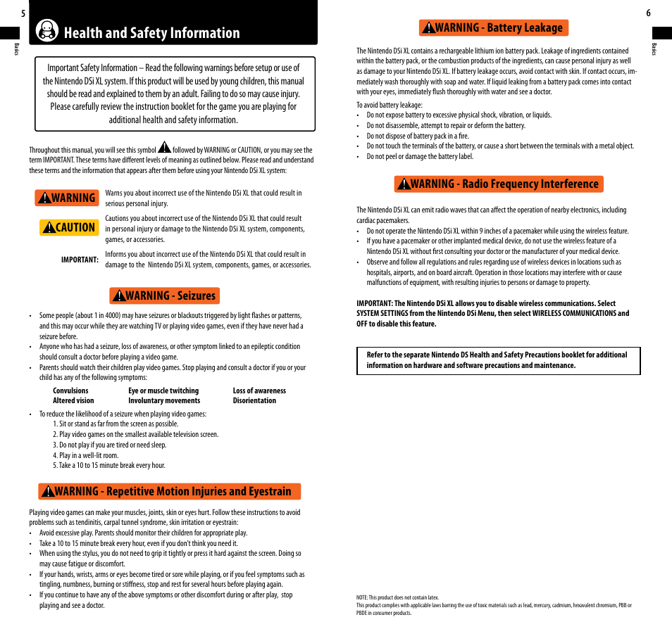Health and safety information | Nintendo DSi XL User Manual | Page 4 / 56