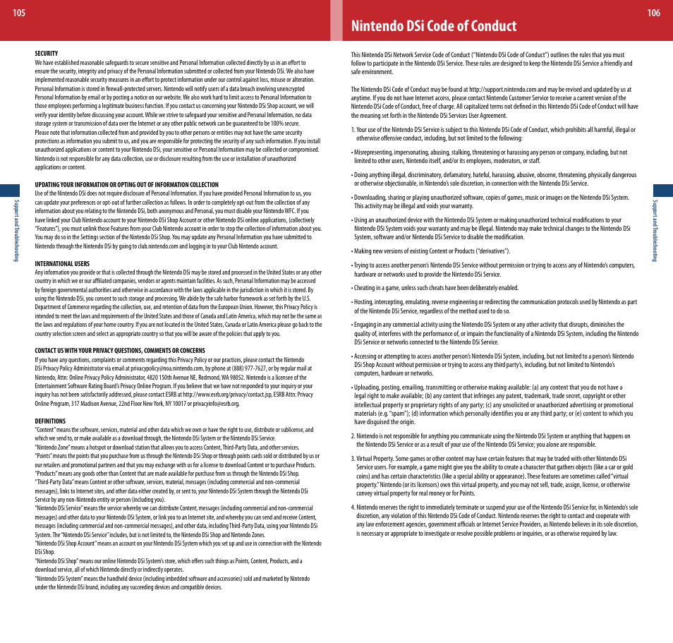 Nintendo dsi code of conduct | Nintendo DSi XL User Manual | Page 54 / 56