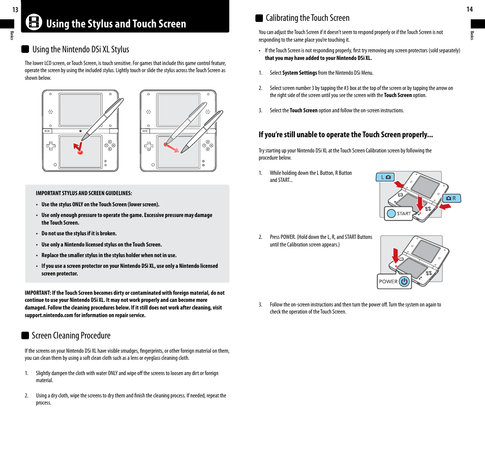 Using the stylus and touch screen | Nintendo DSi XL User Manual | Page 8 / 56