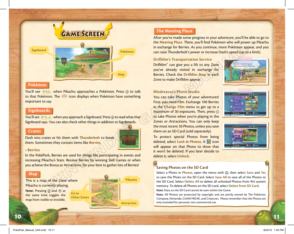 Game screen | Nintendo PokePark Pikachu's Adventure 71573A User Manual | Page 7 / 32