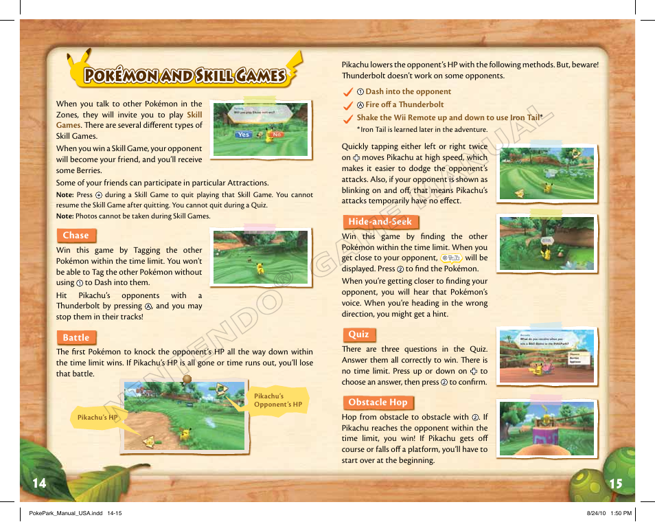 Pokémon and skill games | Nintendo PokePark Pikachu's Adventure 71573A User Manual | Page 9 / 32