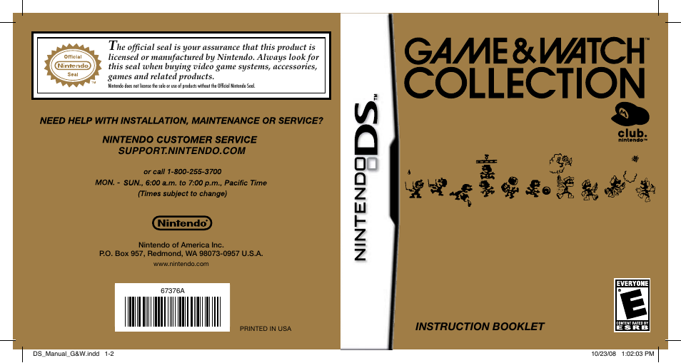 Nintendo Game and Watch Collection 67376A User Manual | 6 pages
