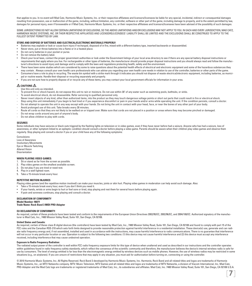 Rock Band MIDI PRO-ADAPTER Rock Band 3 for Wii User Manual | Page 7 / 34