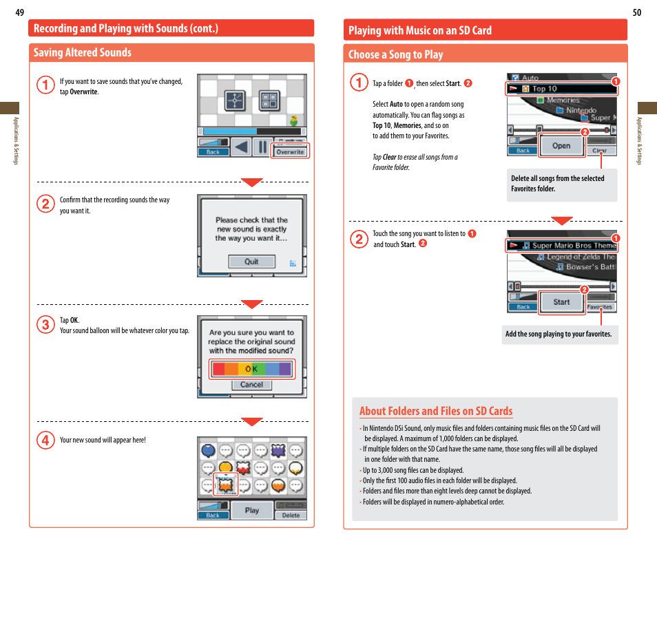 About folders and files on sd cards | Nintendo DSi User Manual | Page 26 / 55