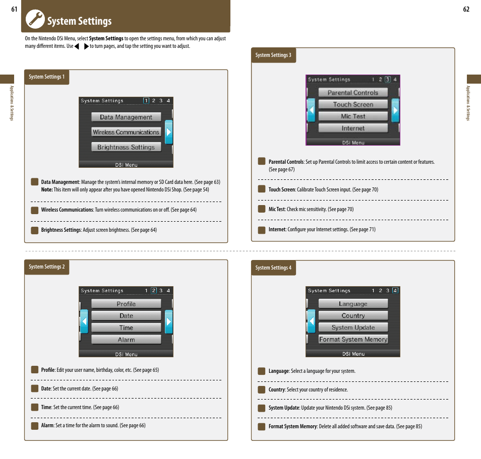 System settings | Nintendo DSi User Manual | Page 32 / 55