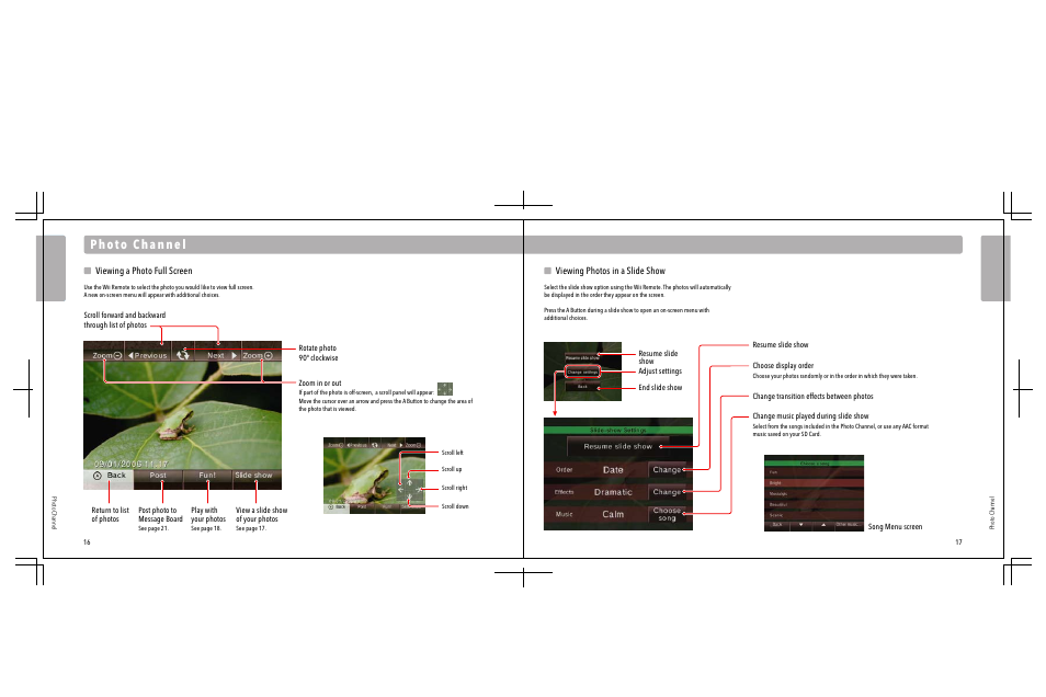 Viewing a photo full screen, Viewing photos in a slide show | Nintendo Wii User Manual | Page 10 / 40