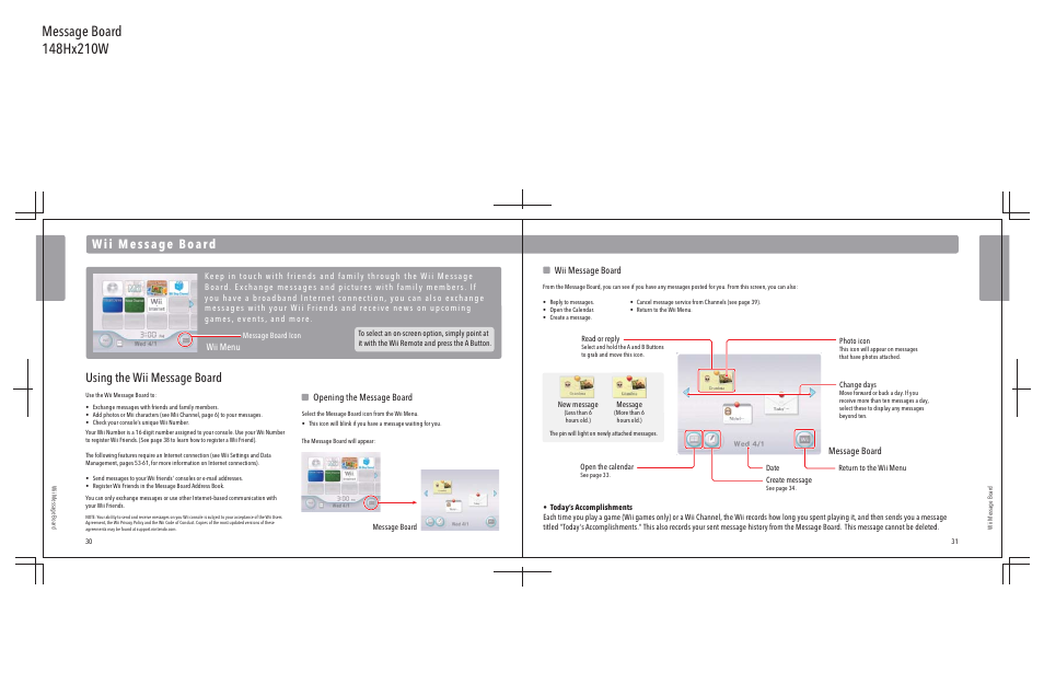 Using the wii message board, Opening the message board, Wii message board | Wii menu, Message board | Nintendo Wii User Manual | Page 17 / 40