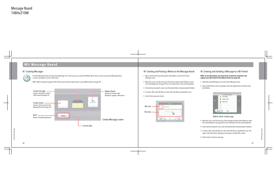 Creating messages, Creating and sending a message to a wii friend, Create message screen | Nintendo Wii User Manual | Page 19 / 40