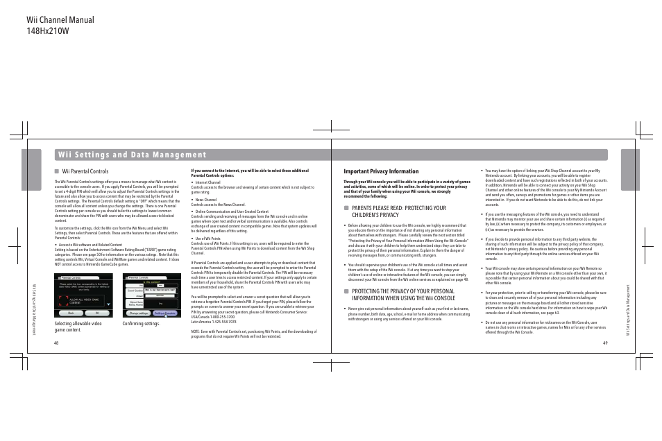 Wii parental controls, Important privacy information | Nintendo Wii User Manual | Page 26 / 40
