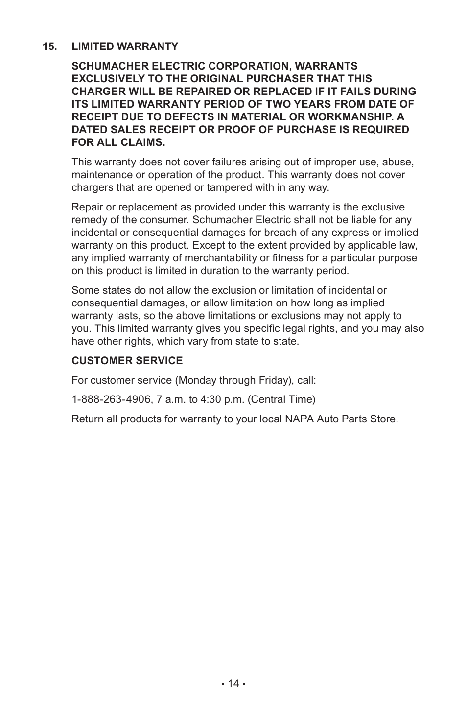 Napa Essentials 85-510 User Manual | Page 16 / 48