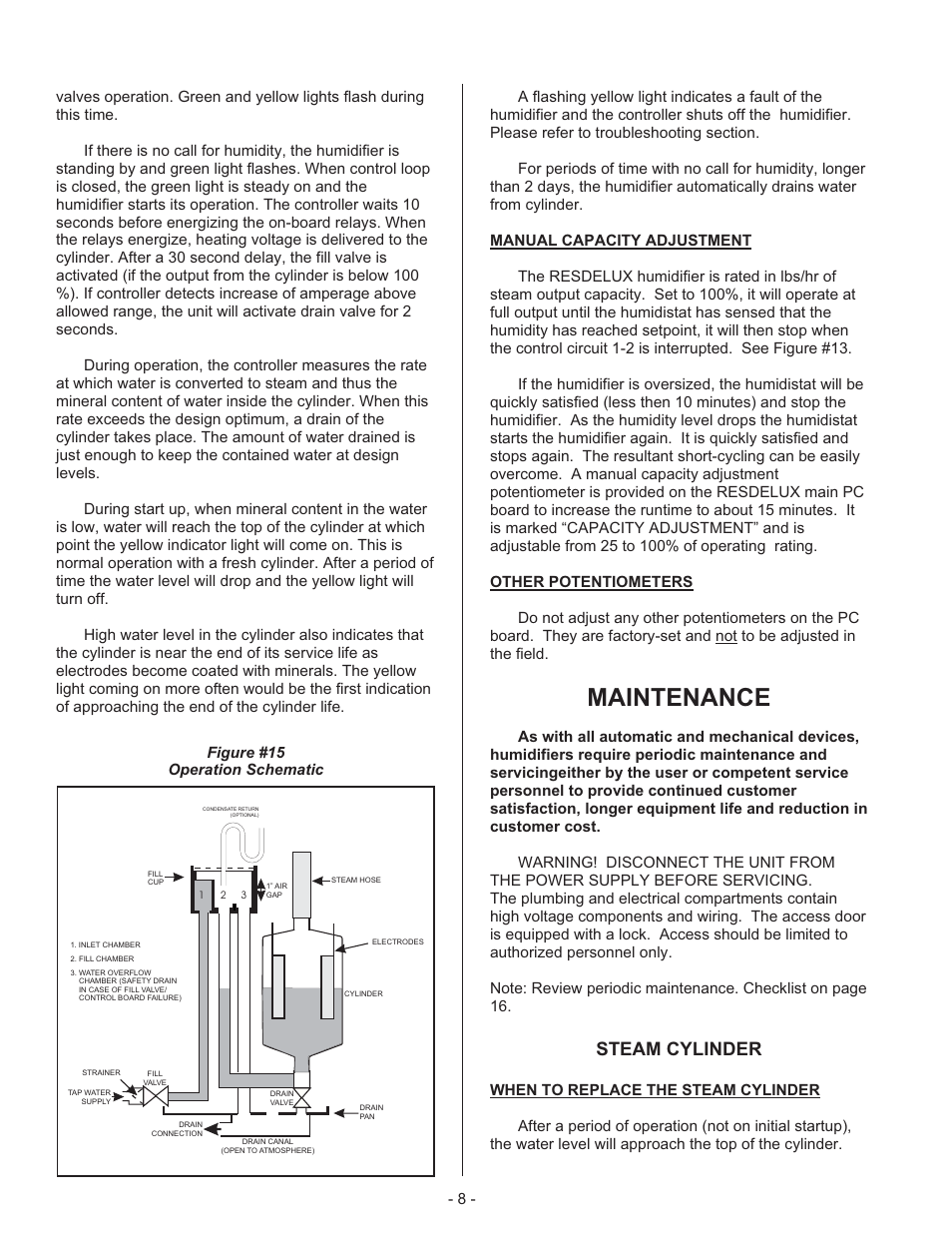 Maintenance, Steam cylinder | Nortec RESDELUX User Manual | Page 11 / 22