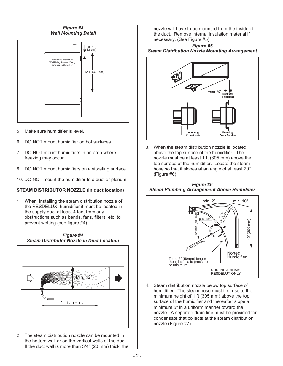 Steam distributor nozzle (in duct location) | Nortec RESDELUX User Manual | Page 5 / 22