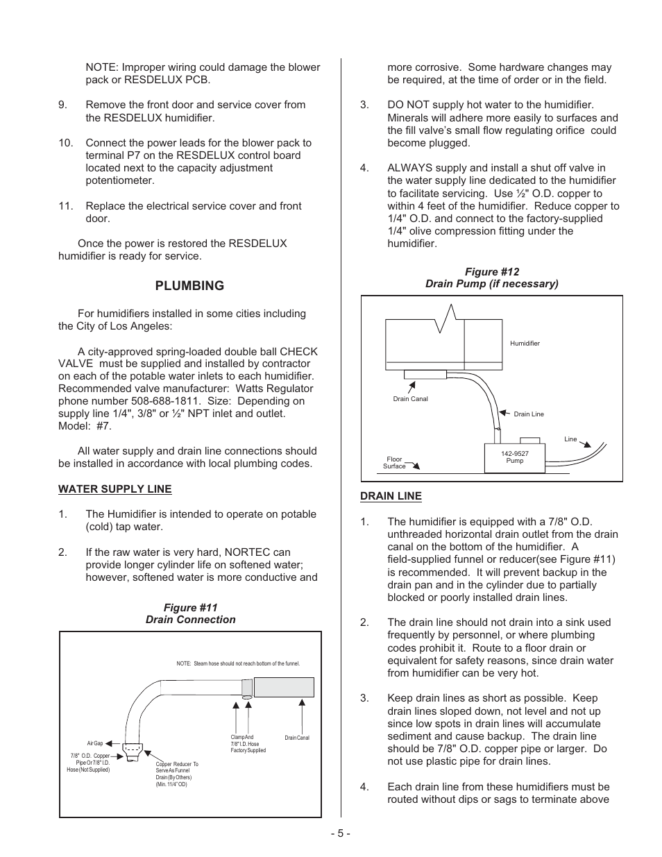 Plumbing | Nortec RESDELUX User Manual | Page 8 / 22