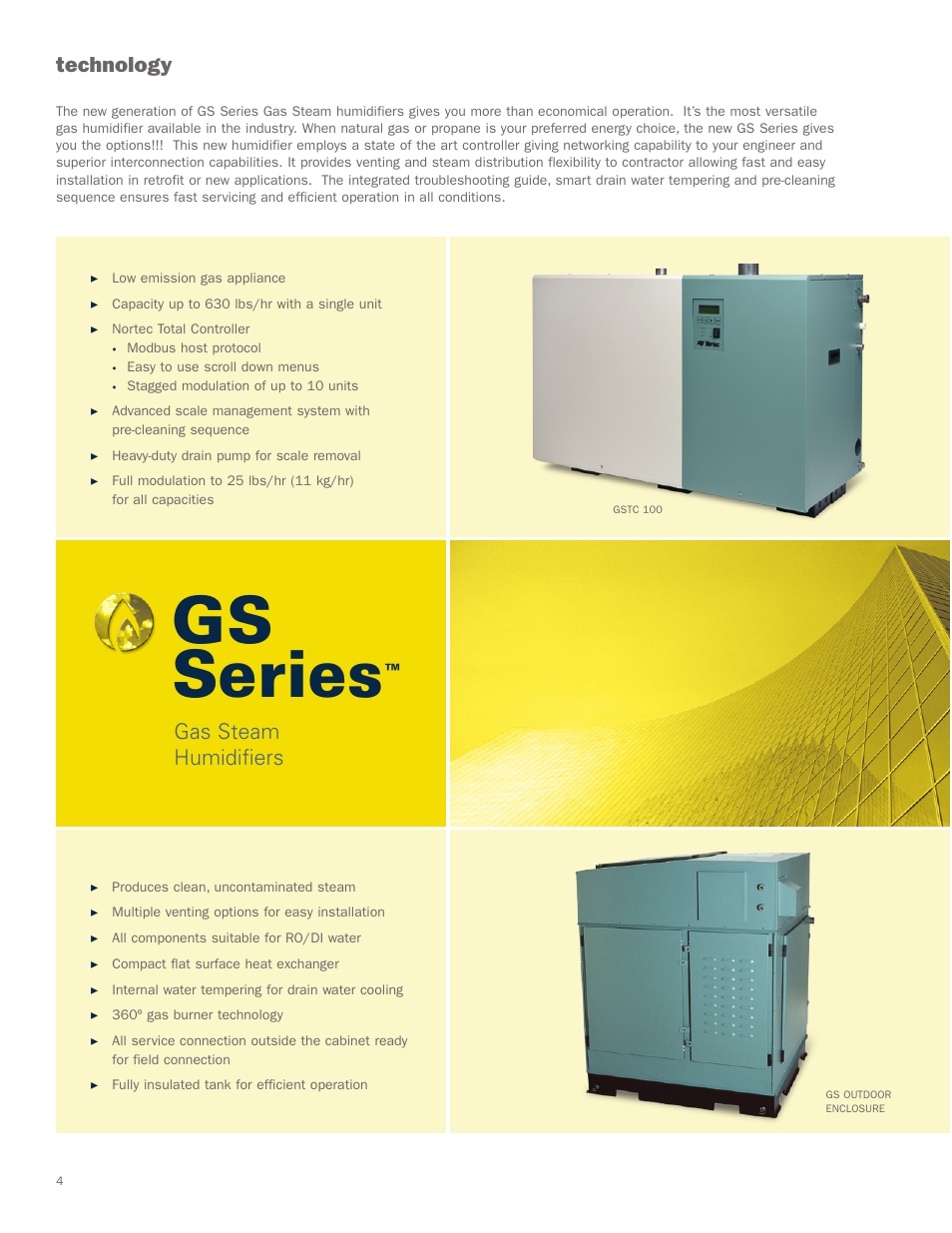 Gs series, Technology, Gas steam humidifiers | Nortec GS Series User Manual | Page 4 / 8