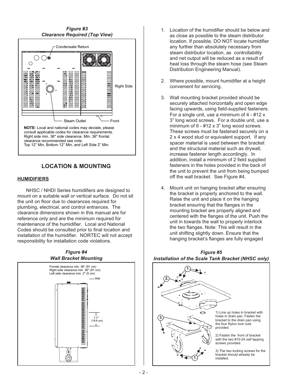 Lo ca tion & mounting 2, Hu mid i fiers 2, Blower packs 3 | Location & mounting | Nortec NHDI User Manual | Page 5 / 40