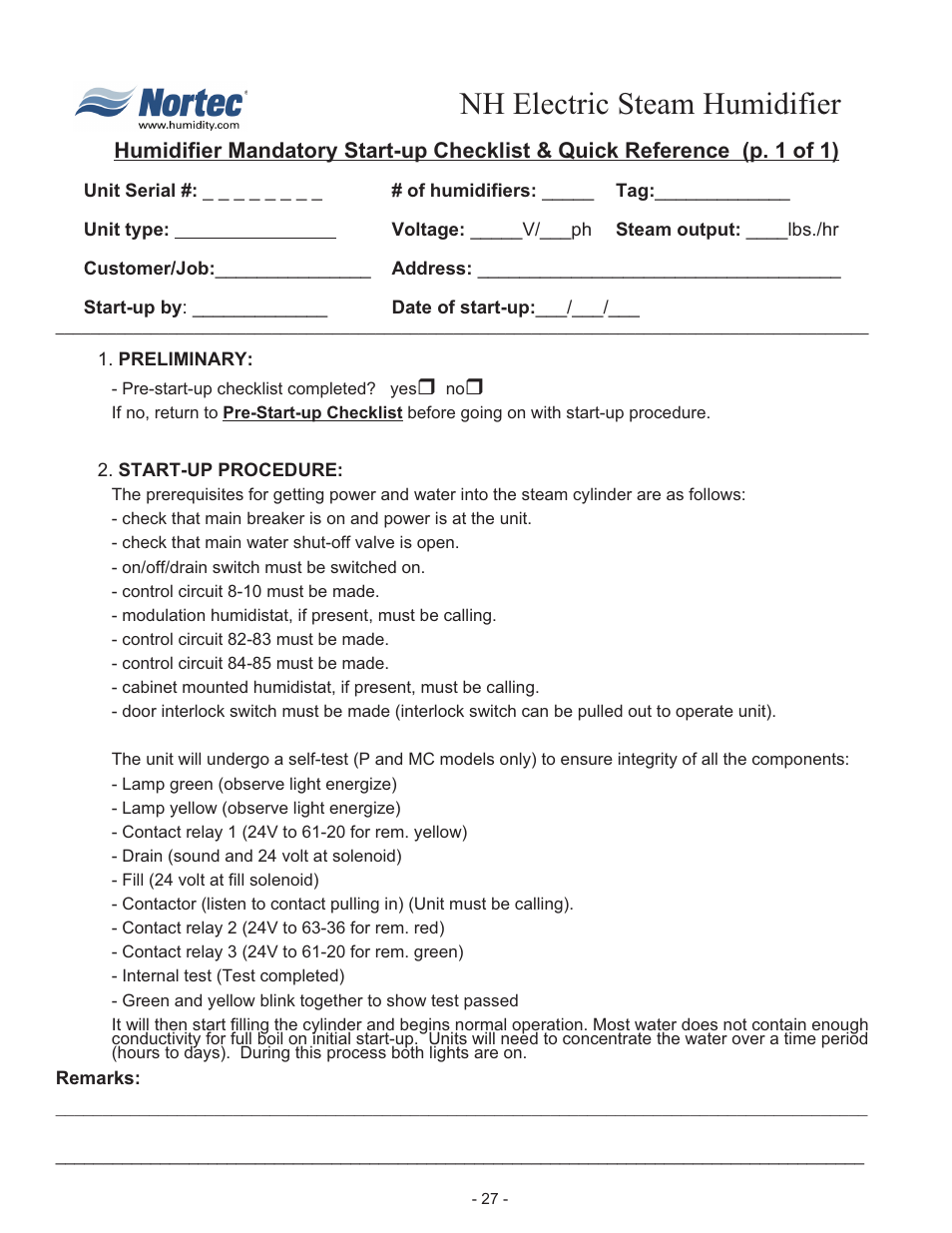 Nh electric steam humidifier | Nortec 132-3091 User Manual | Page 30 / 40