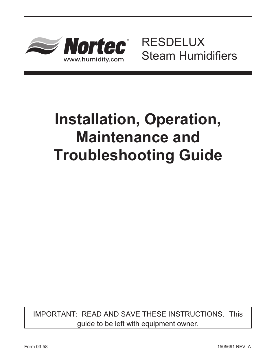 Nortec Steam Humidifiers User Manual | 22 pages