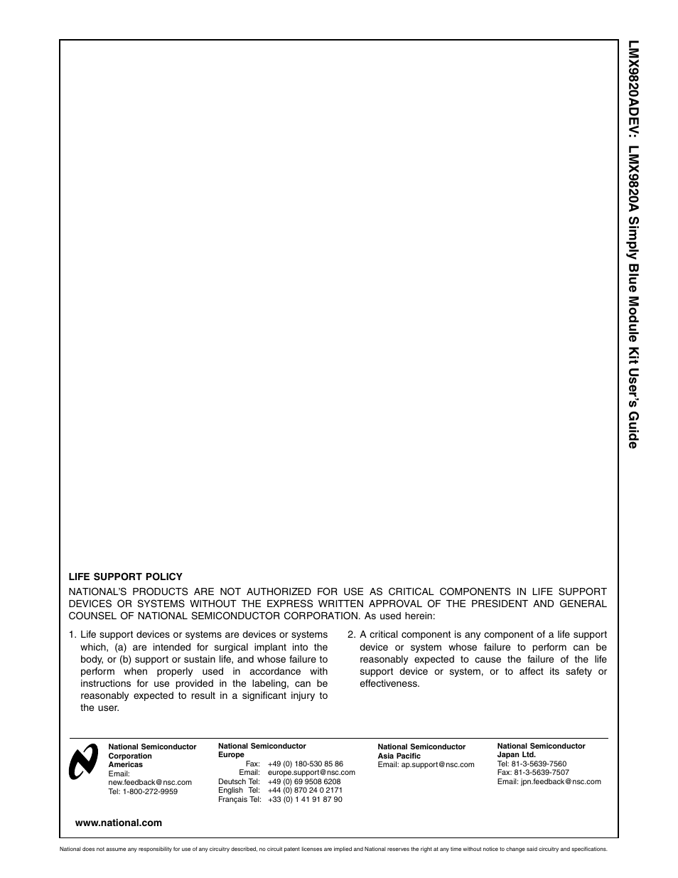National Products LMX9820A User Manual | Page 13 / 13