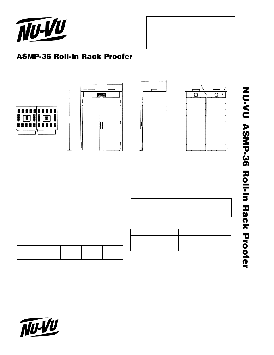 Asmp-36 roll-in rack pr oofer, Asmp-36 roll-in rack proofer, Nu-vu | Food service systems, Approval / stamp | Nu-Vu ASMP-36 User Manual | Page 2 / 2