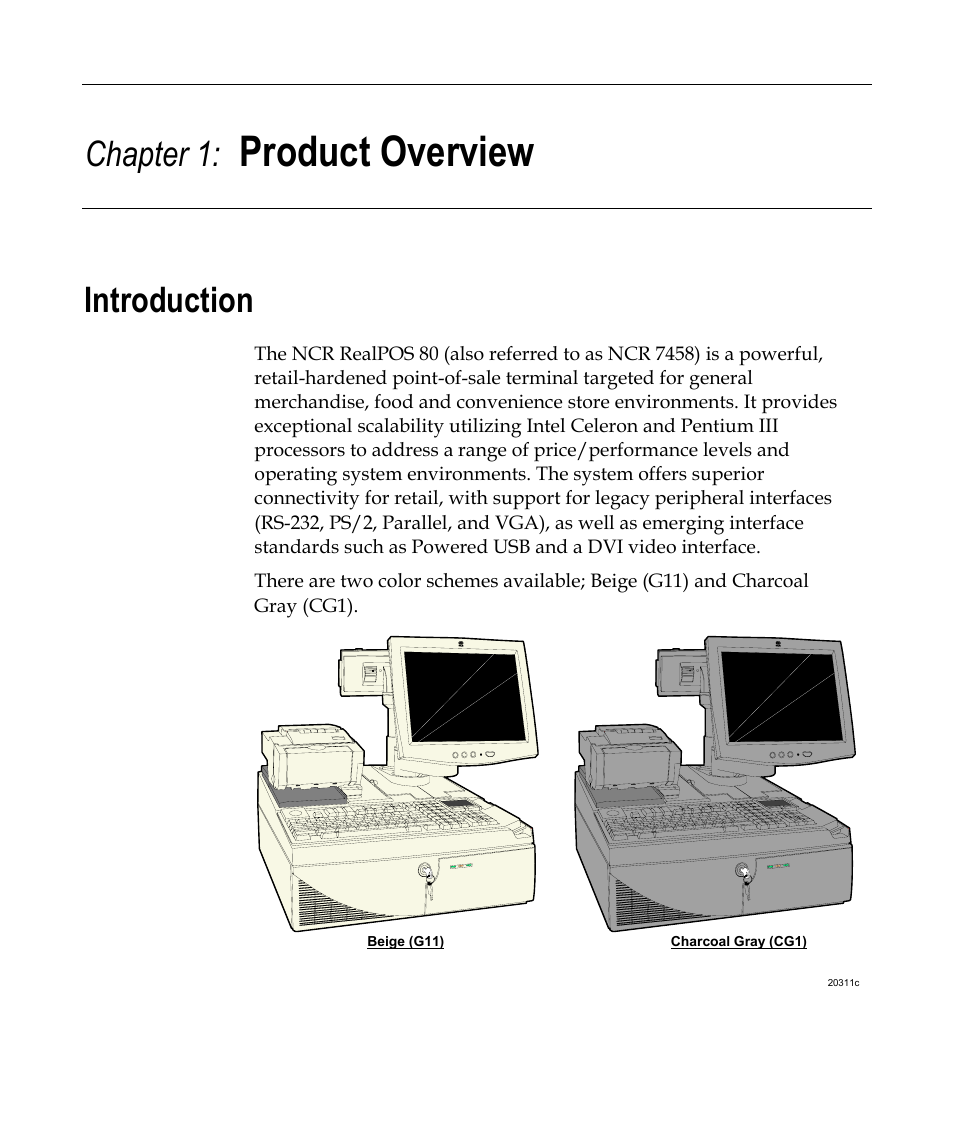 Product overview, Introduction, Chapter 1 | NCR 7458 User Manual | Page 15 / 112