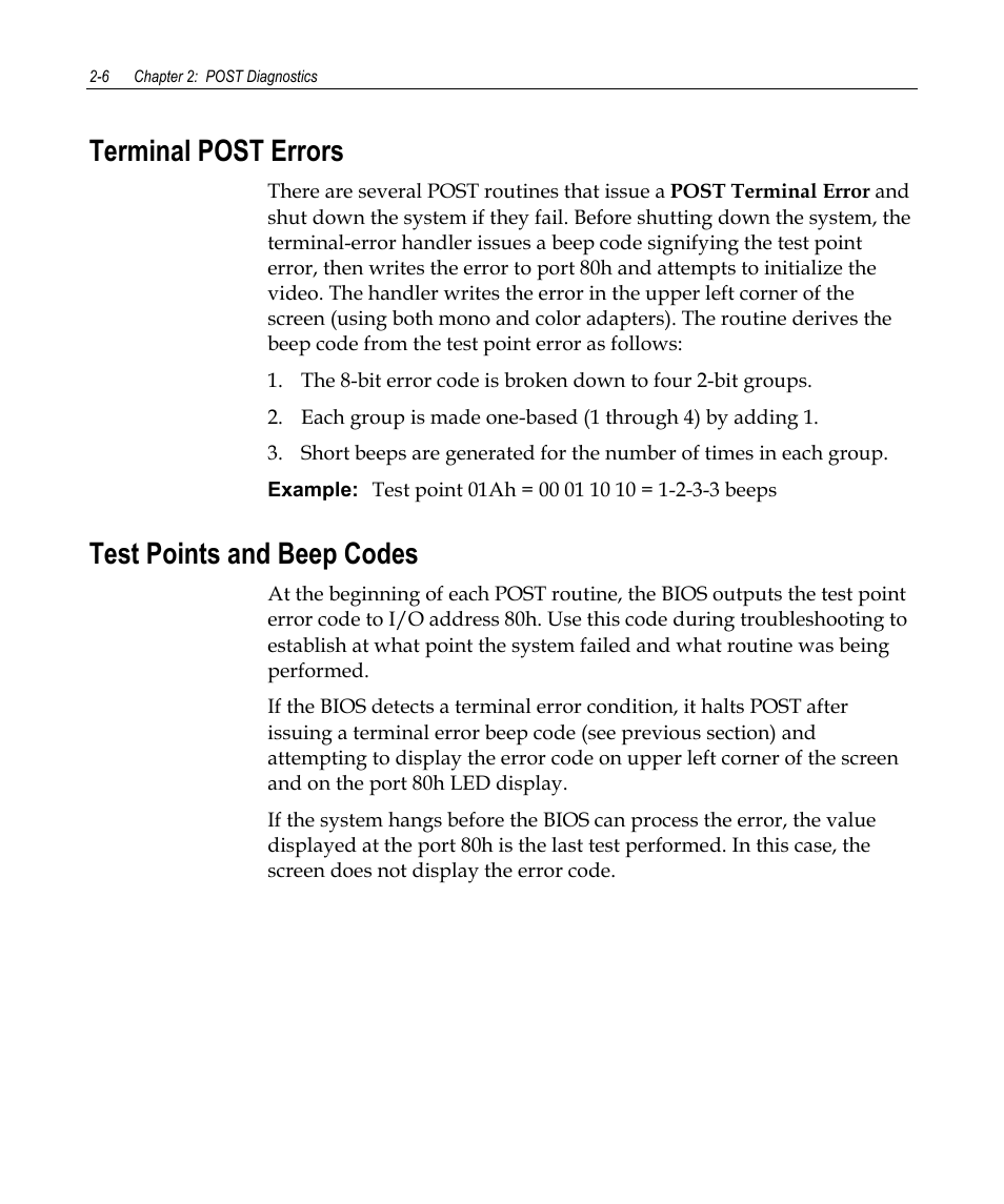 Terminal post errors, Test points and beep codes | NCR 7458 User Manual | Page 24 / 112