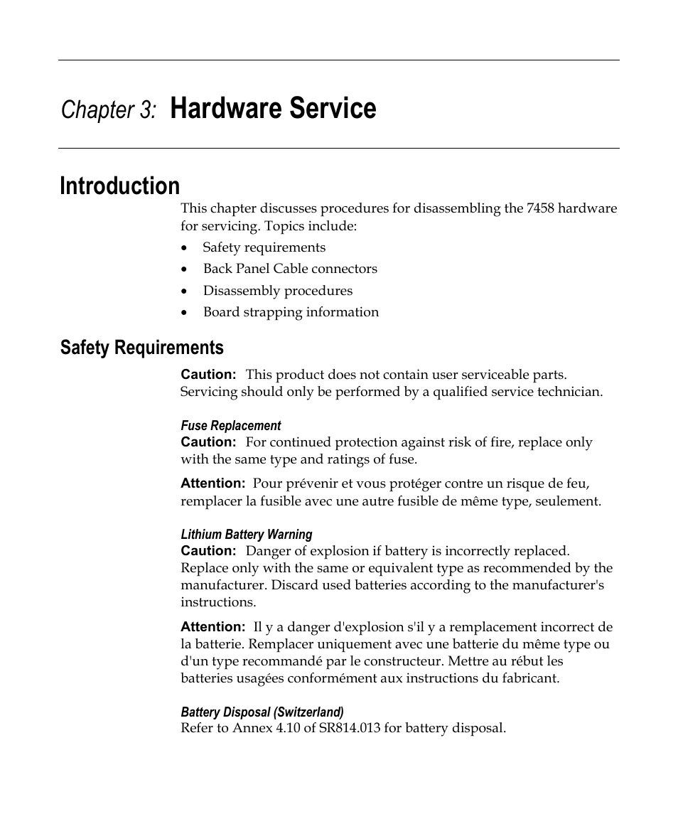 Hardware service, Introduction, Safety requirements | Chapter 3 | NCR 7458 User Manual | Page 25 / 112