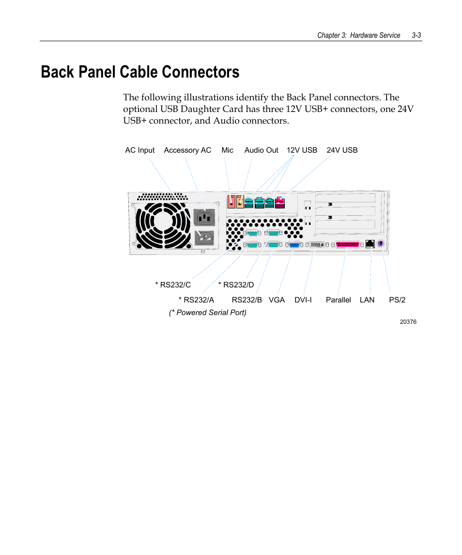 Back panel cable connectors | NCR 7458 User Manual | Page 27 / 112