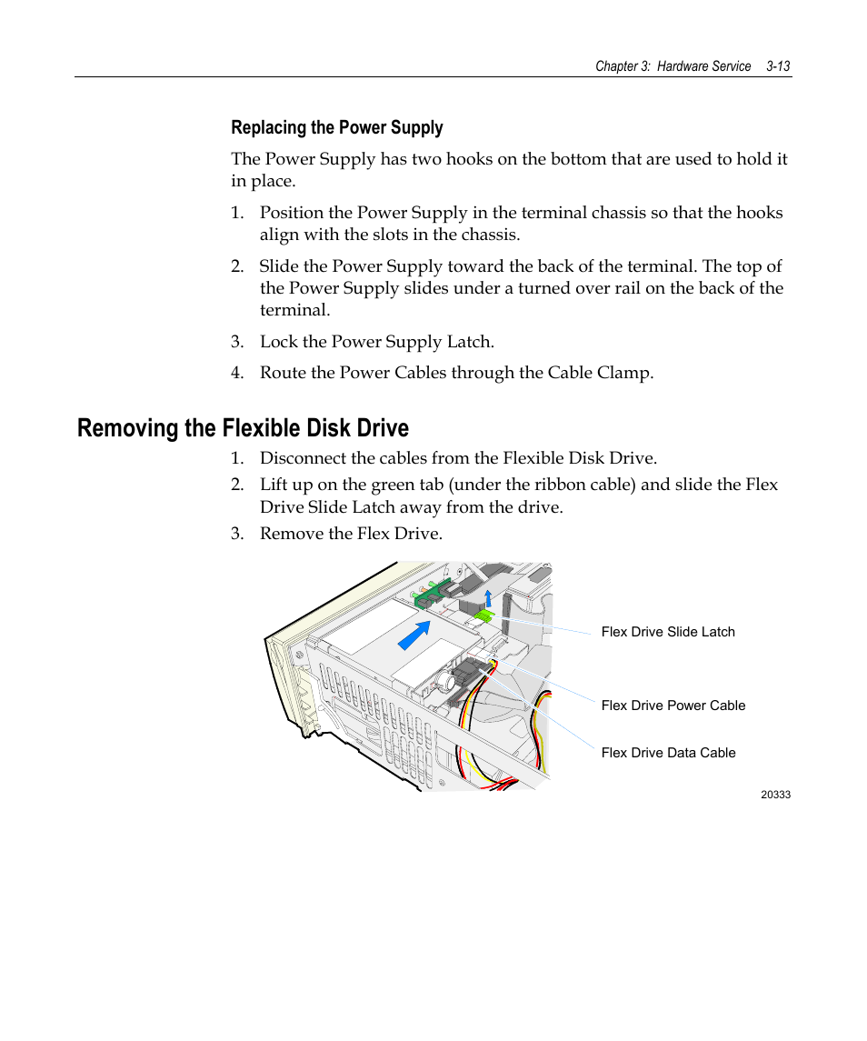 Removing the flexible disk drive | NCR 7458 User Manual | Page 37 / 112