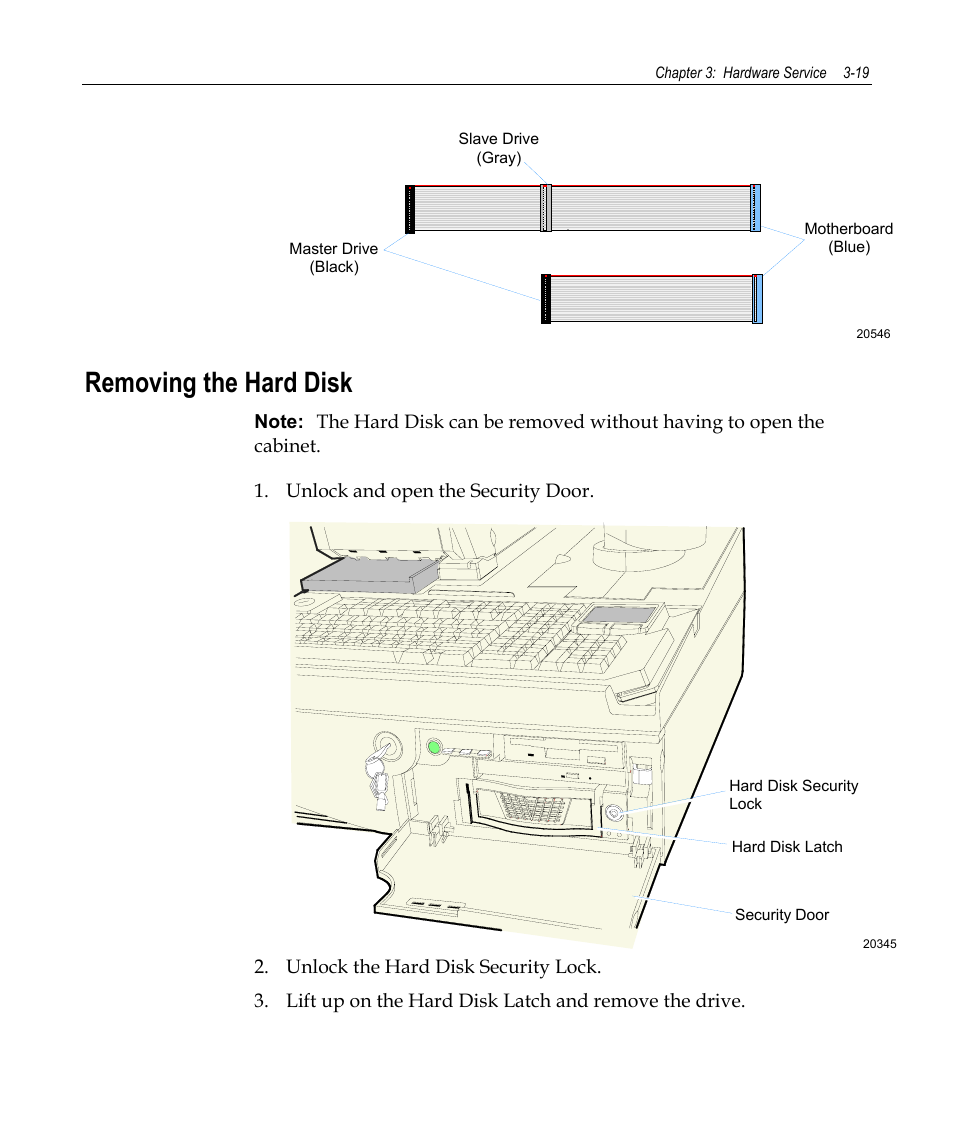 Removing the hard disk | NCR 7458 User Manual | Page 43 / 112
