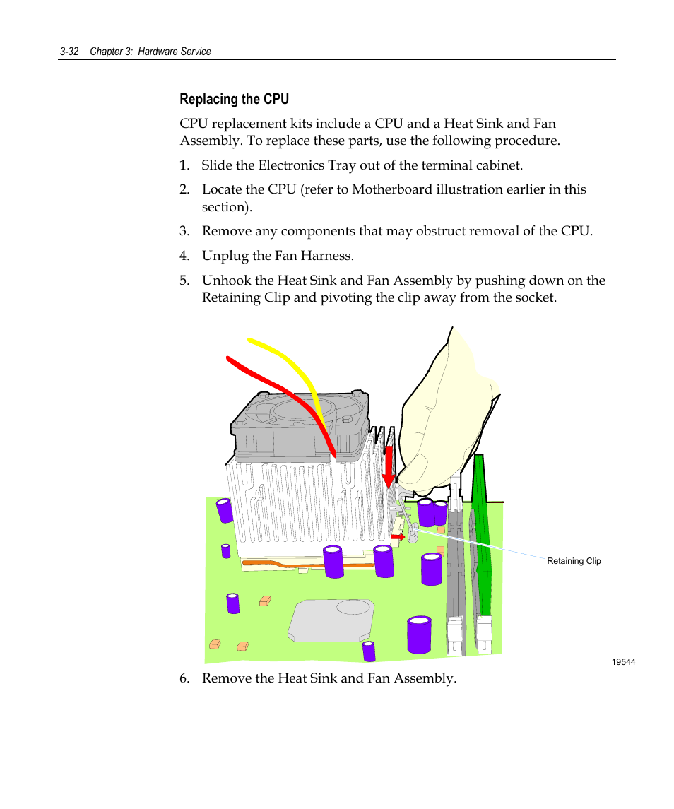 Replacing the cpu | NCR 7458 User Manual | Page 56 / 112