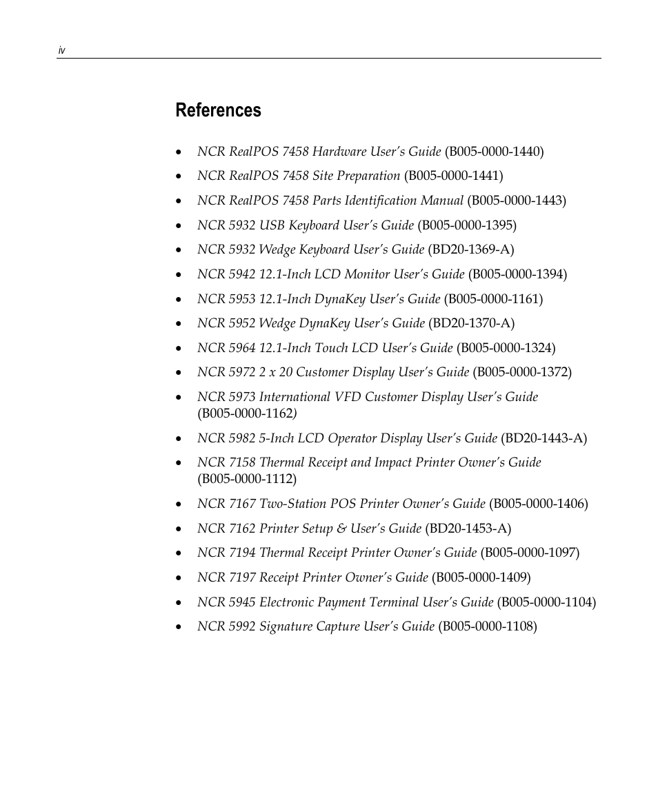 References | NCR 7458 User Manual | Page 6 / 112