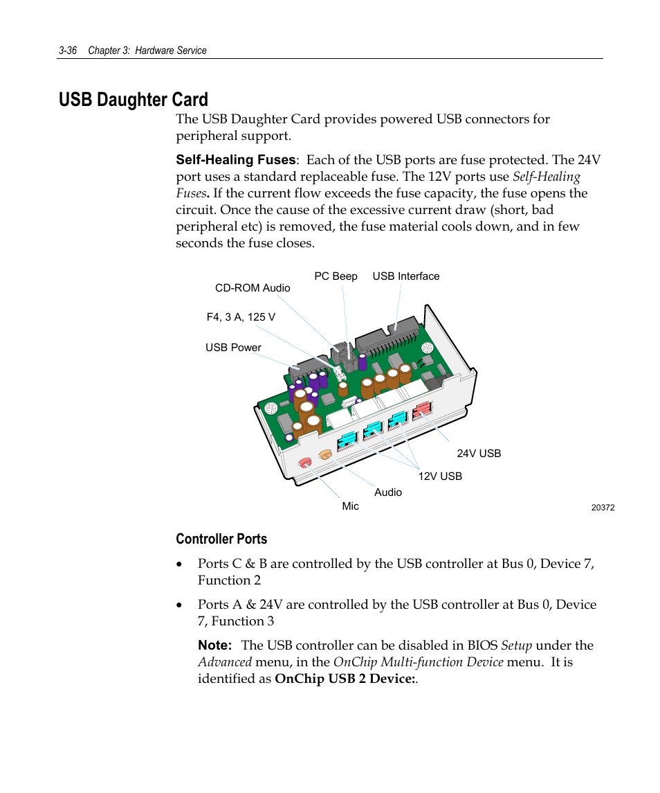 Usb daughter card | NCR 7458 User Manual | Page 60 / 112