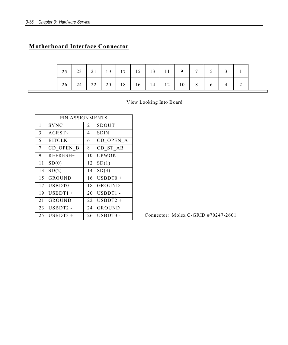 M otherboard interface connector | NCR 7458 User Manual | Page 62 / 112