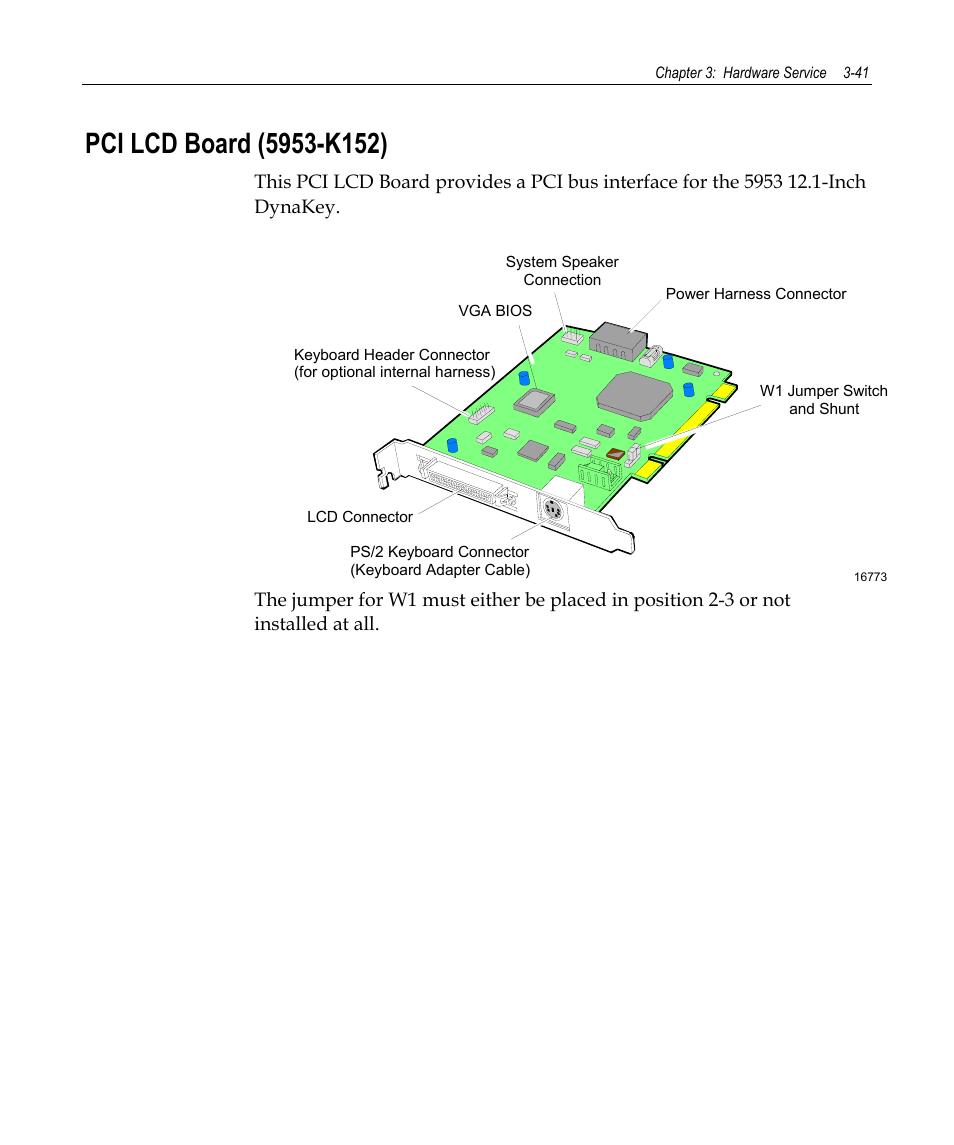 Pci lcd board (5953-k152) | NCR 7458 User Manual | Page 65 / 112