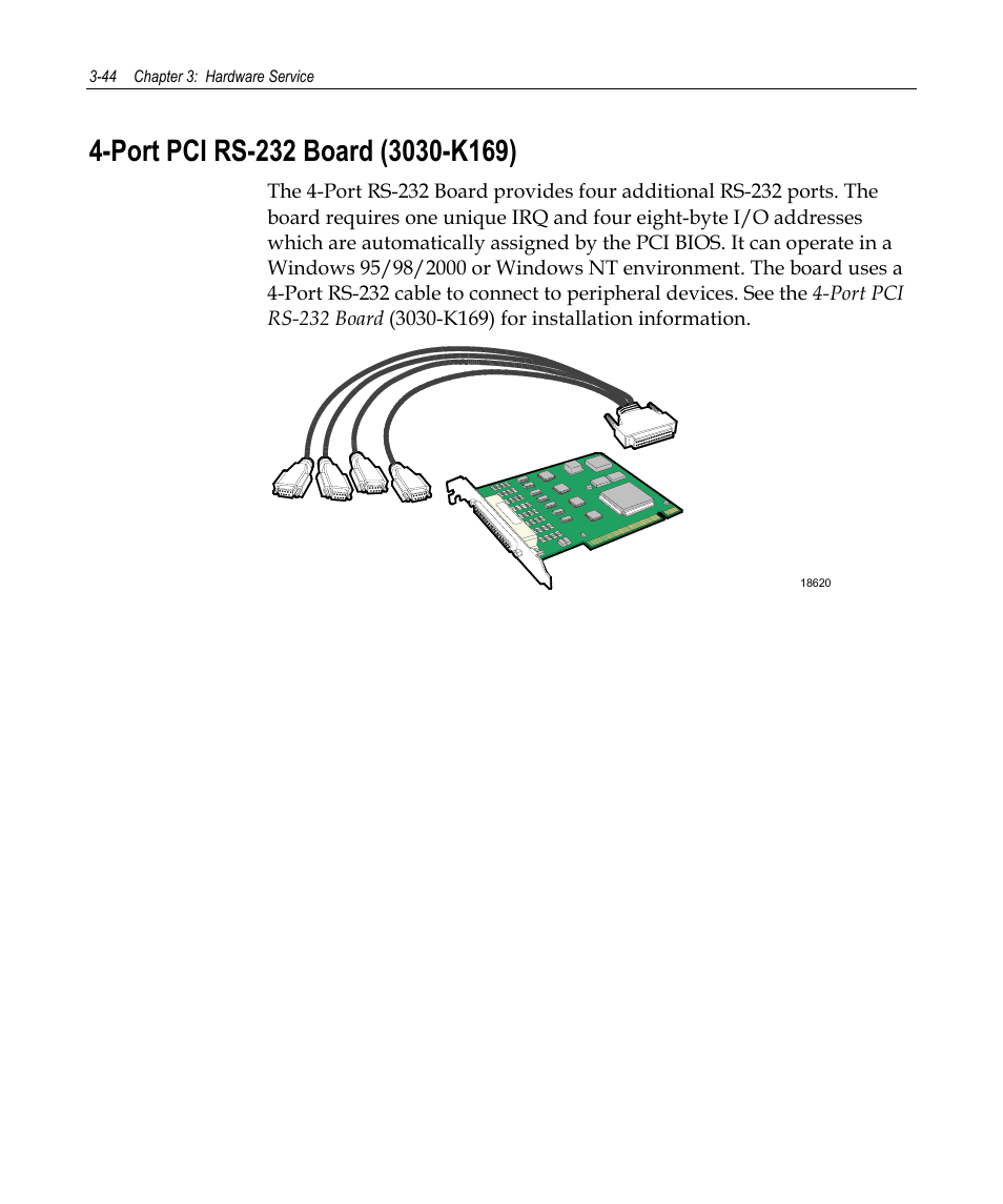 Port pci rs-232 board (3030-k169) | NCR 7458 User Manual | Page 68 / 112