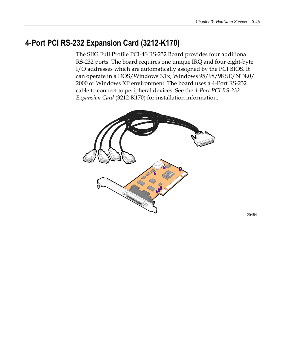 Port pci rs-232 expansion card (3212-k170) | NCR 7458 User Manual | Page 69 / 112