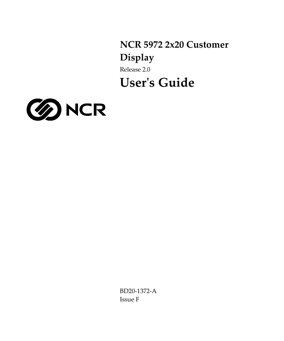 NCR Customer Display NCR 5972 User Manual | 90 pages