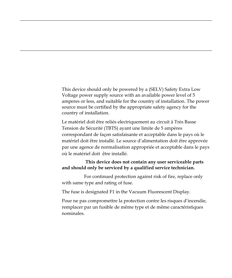 Chapter 3: installation, Installing the customer display, Selv power source warning | Installation, Chapter 3 | NCR Customer Display NCR 5972 User Manual | Page 25 / 90