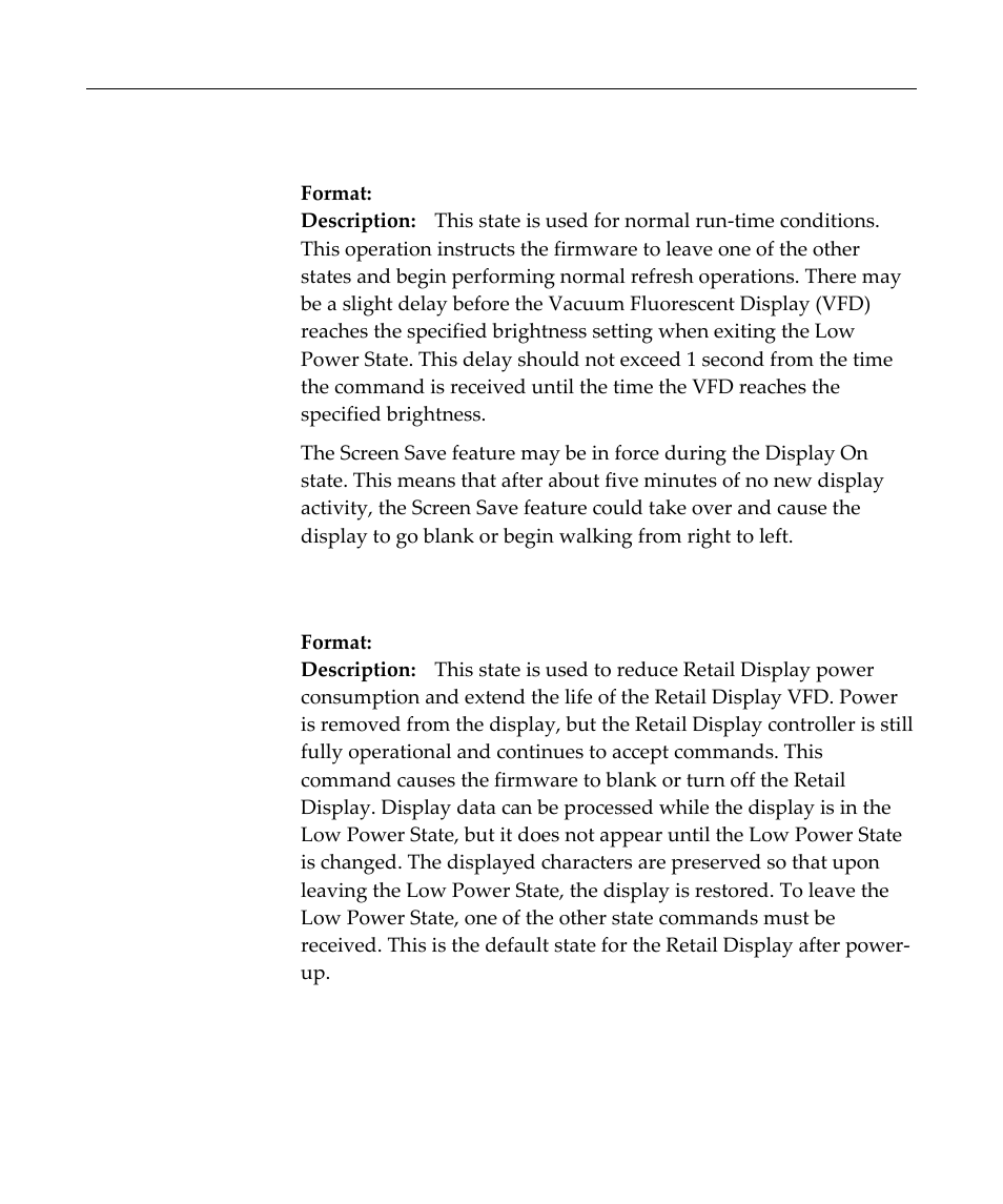Set display state on, Set low power state on | NCR Customer Display NCR 5972 User Manual | Page 36 / 90