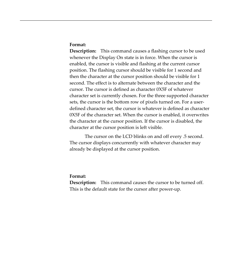 Enable cursor, Disable cursor, Programming set up | Display command interface ‐1 | NCR Customer Display NCR 5972 User Manual | Page 37 / 90