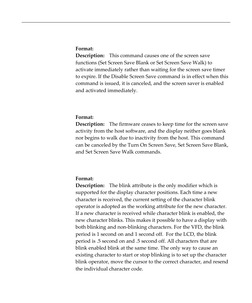 Turn on screen save, Disable screen save option, Enable character blink | Display ‐5, Diagnostic state on ‐5 | NCR Customer Display NCR 5972 User Manual | Page 39 / 90