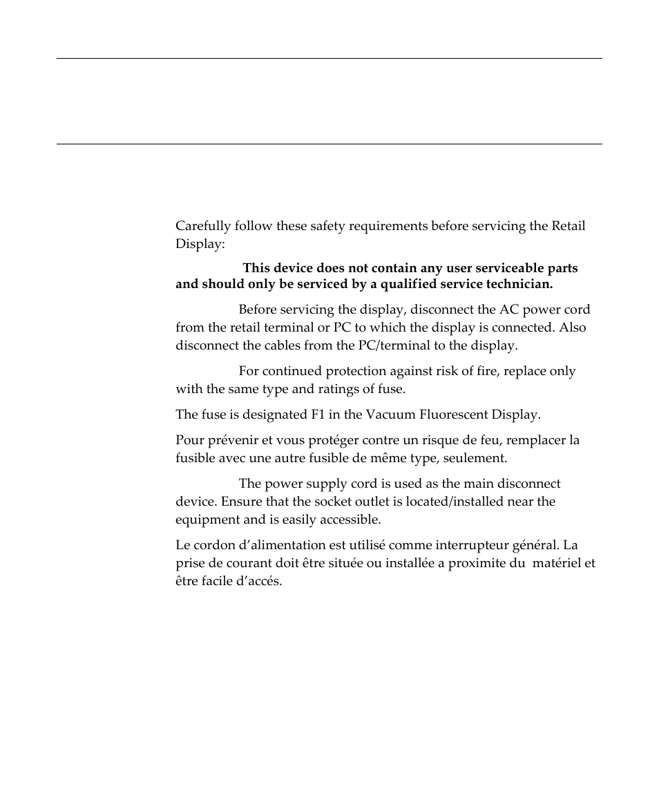 Chapter 5: service, Safety requirements, Display esc character ‐14 | Service, Chapter 5 | NCR Customer Display NCR 5972 User Manual | Page 85 / 90