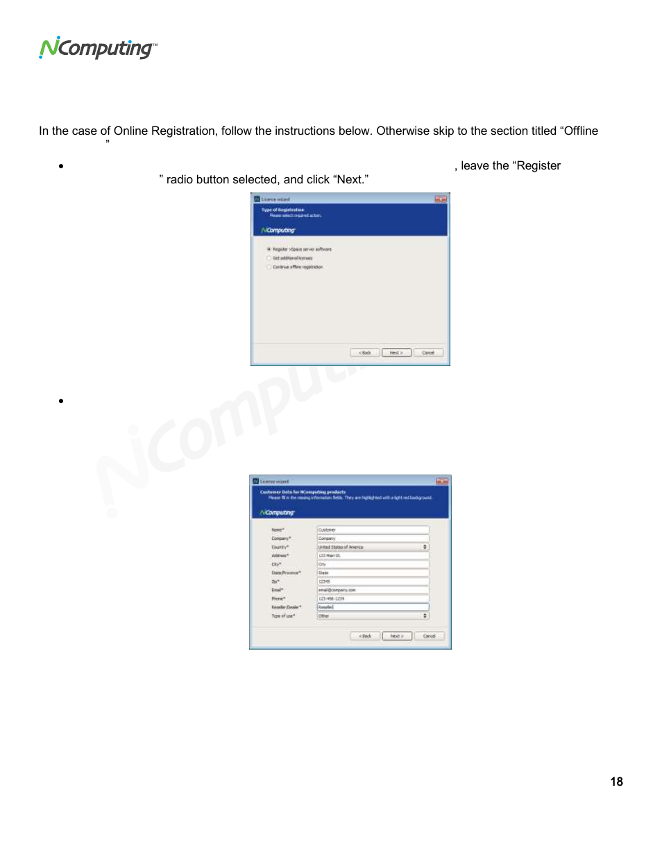 Nline, Egistration, Online registration | NComputing L300 User Manual | Page 18 / 59