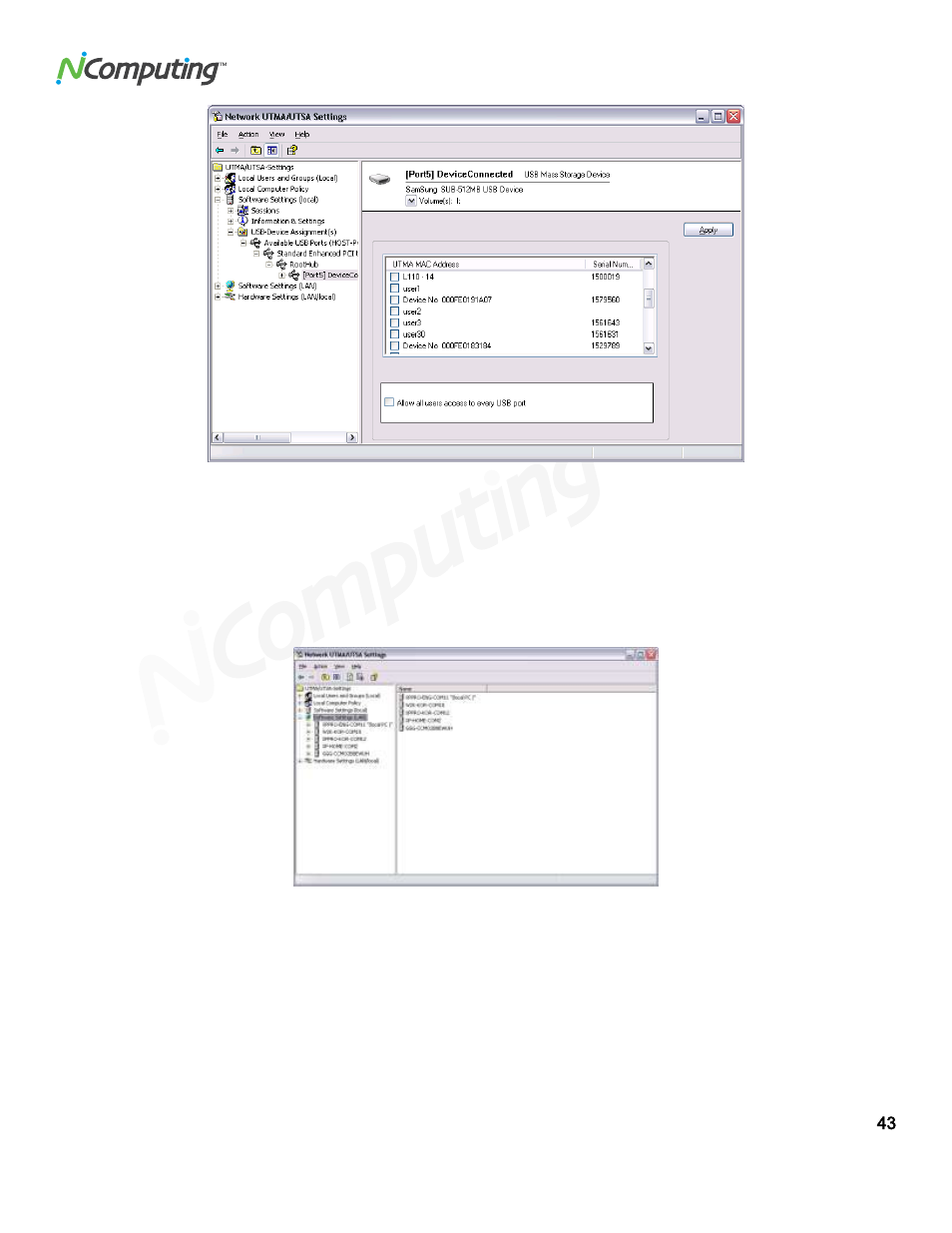 Oftware, Ettings, Lan) | Software settings (lan) | NComputing L300 User Manual | Page 43 / 59