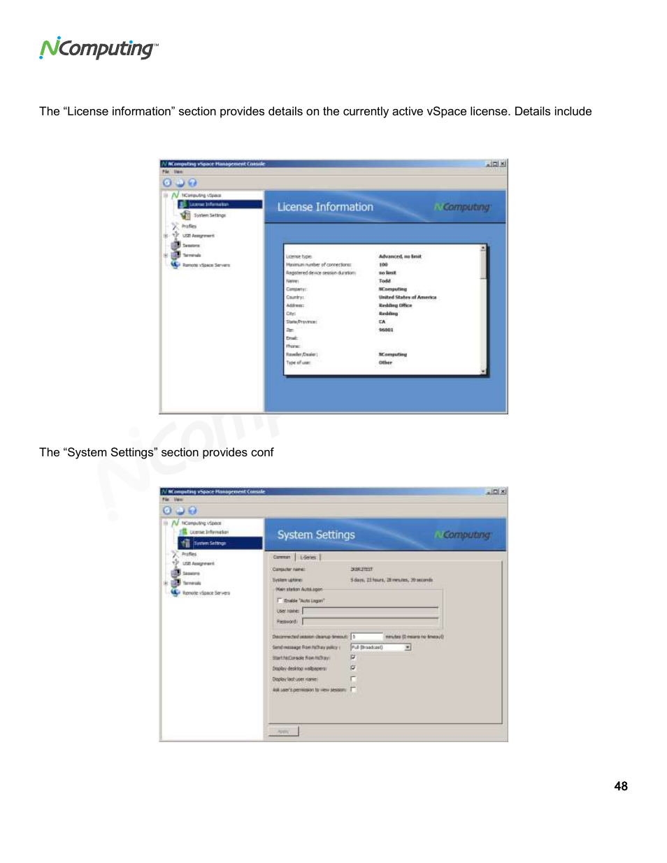 Icense, Nformation | NComputing L300 User Manual | Page 48 / 59