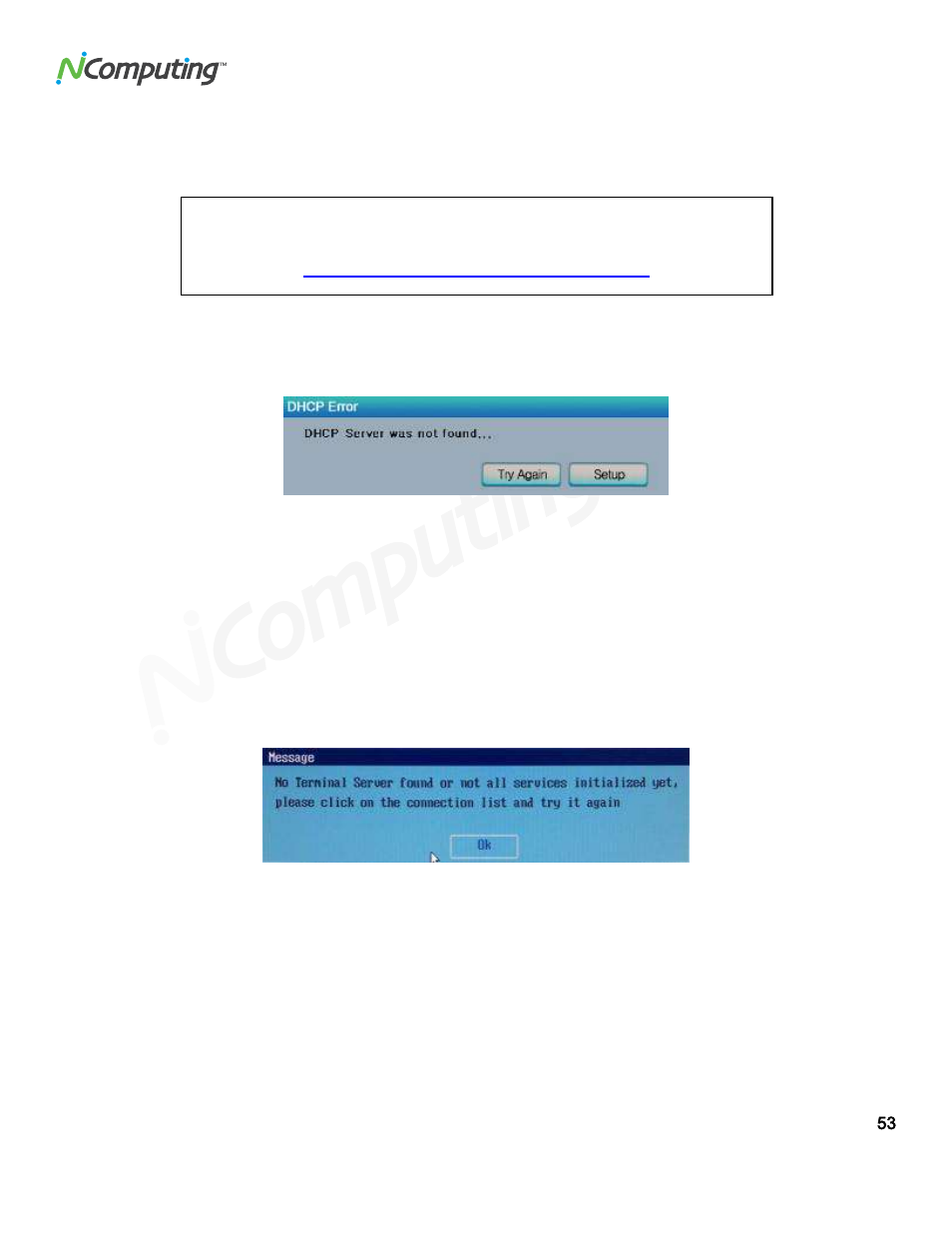 Troubleshooting error messages | NComputing L300 User Manual | Page 53 / 59