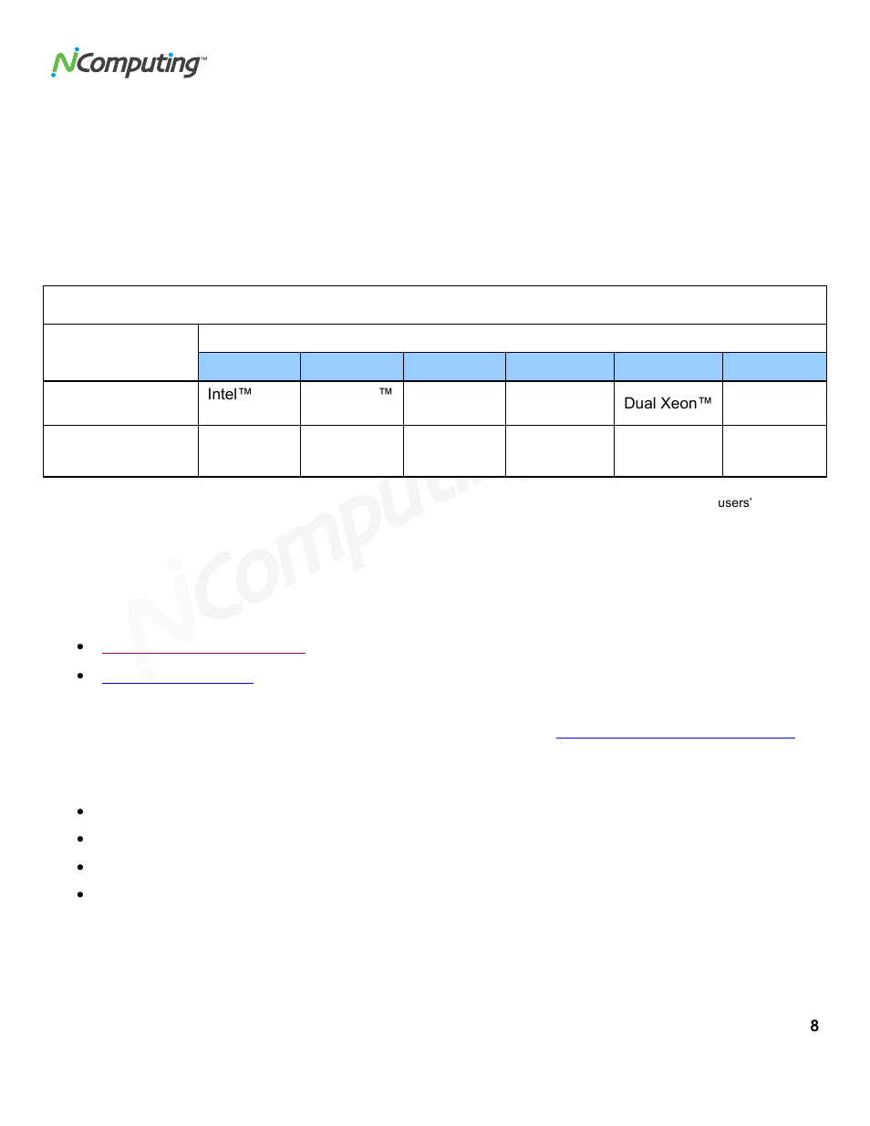 Recommended host hardware configuration (l300) | NComputing L300 User Manual | Page 8 / 59