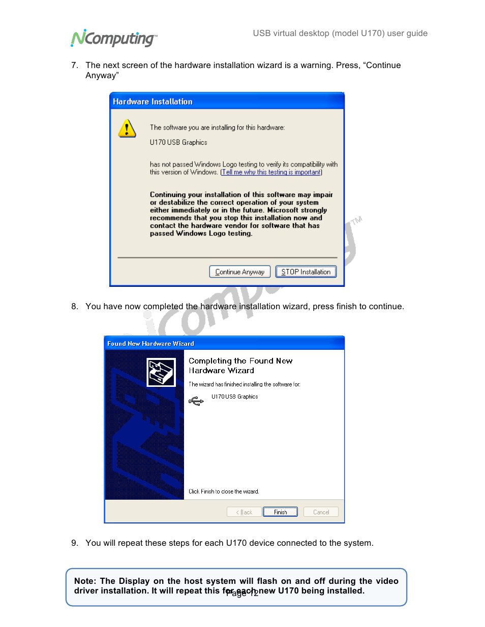 NComputing VSPACE U170 User Manual | Page 12 / 19