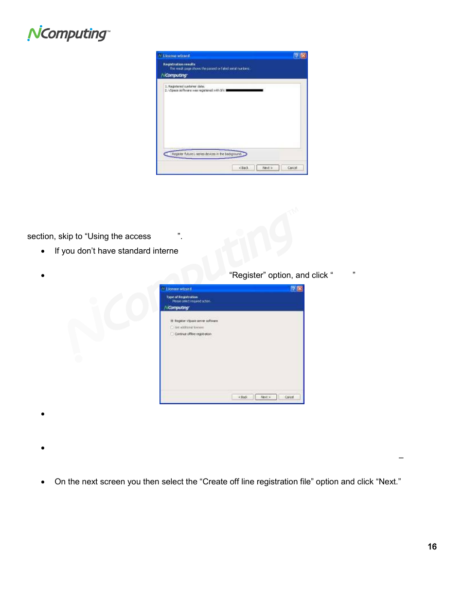 Offline registration | NComputing VSPACE L300 User Manual | Page 16 / 53