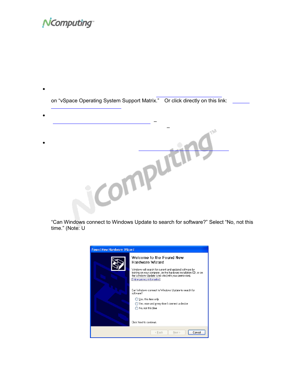 Ncomputing vspace software installation | NComputing VIRTUAL DESKTOP KIT U170 User Manual | Page 12 / 22